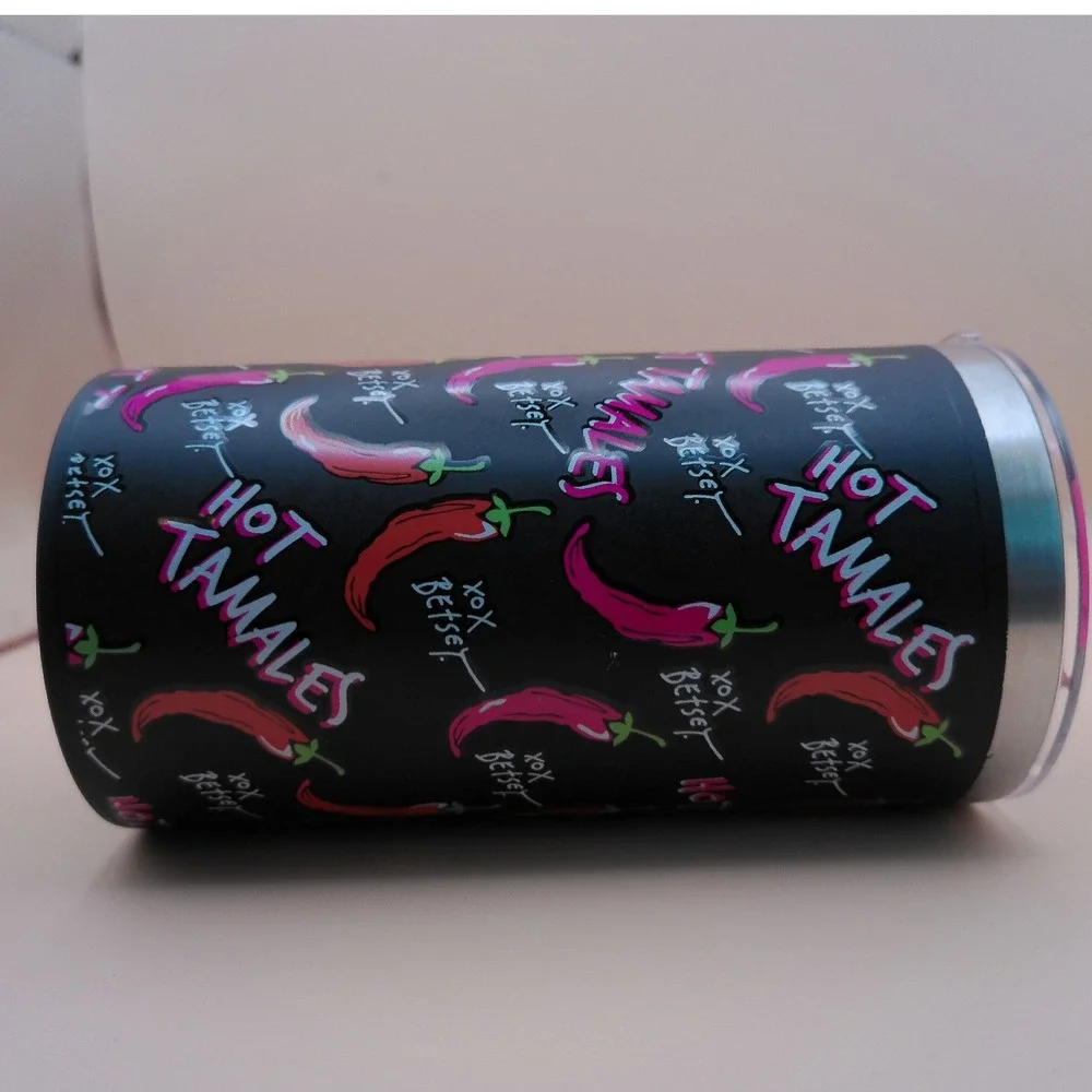 Betsey Johnson Hot Tamales 24oz Stainless Steel Insulated Mug Tumbler Charm NEW